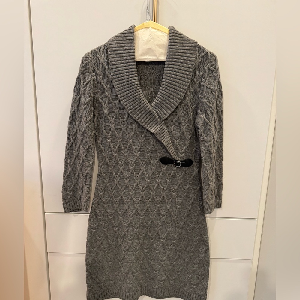 Calvin Klein Gray Knit Sweater Dress
